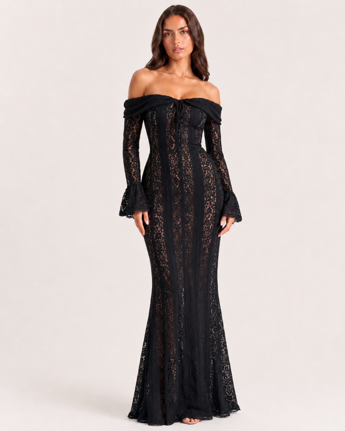 Isabella Lace Maxi Dress — Black