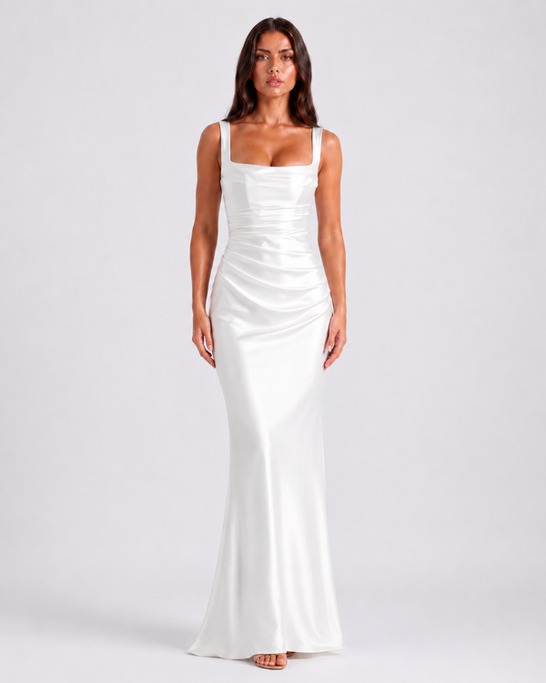 Sienna Satin Maxi Dress - Ivory
