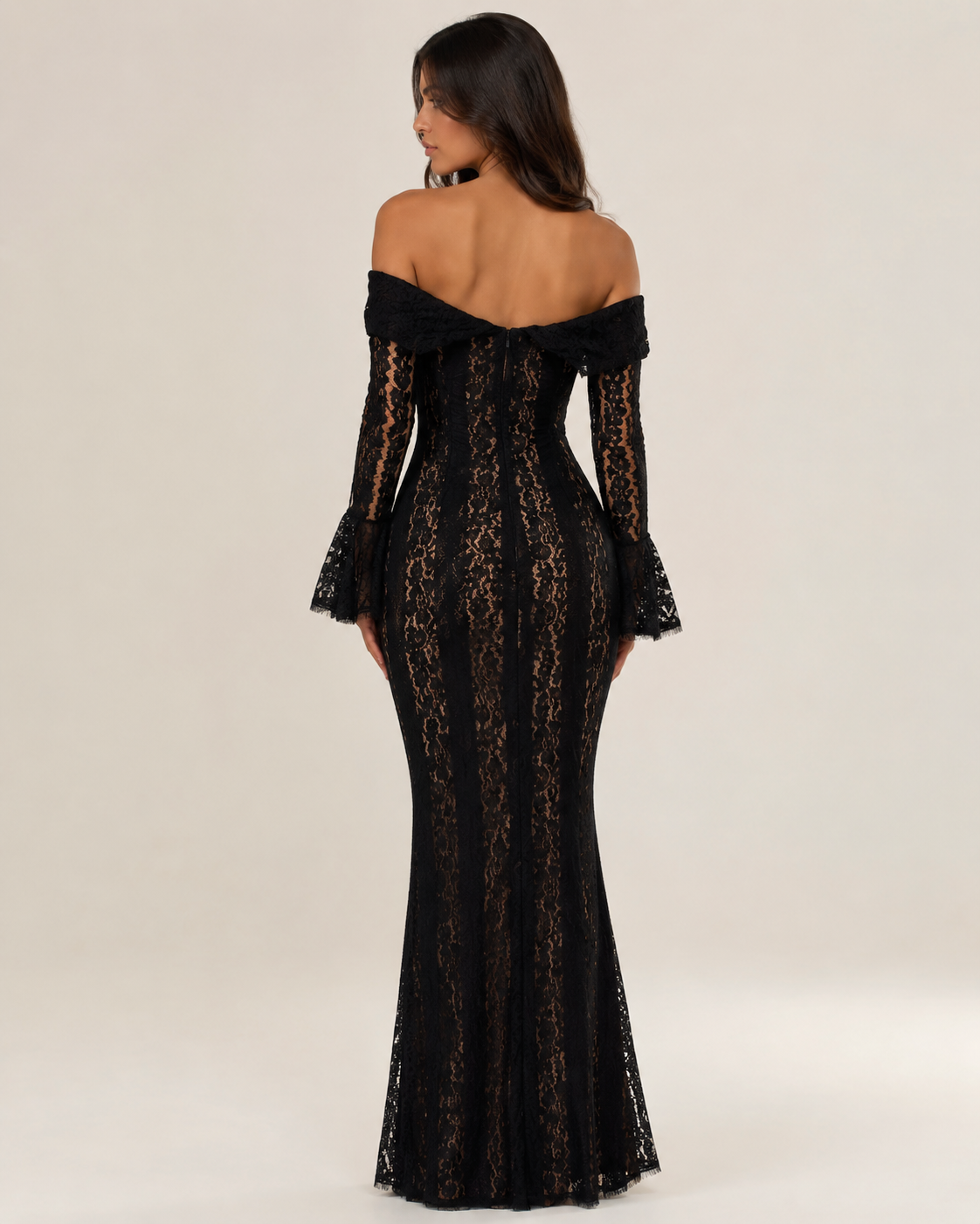 Isabella Lace Maxi Dress — Black