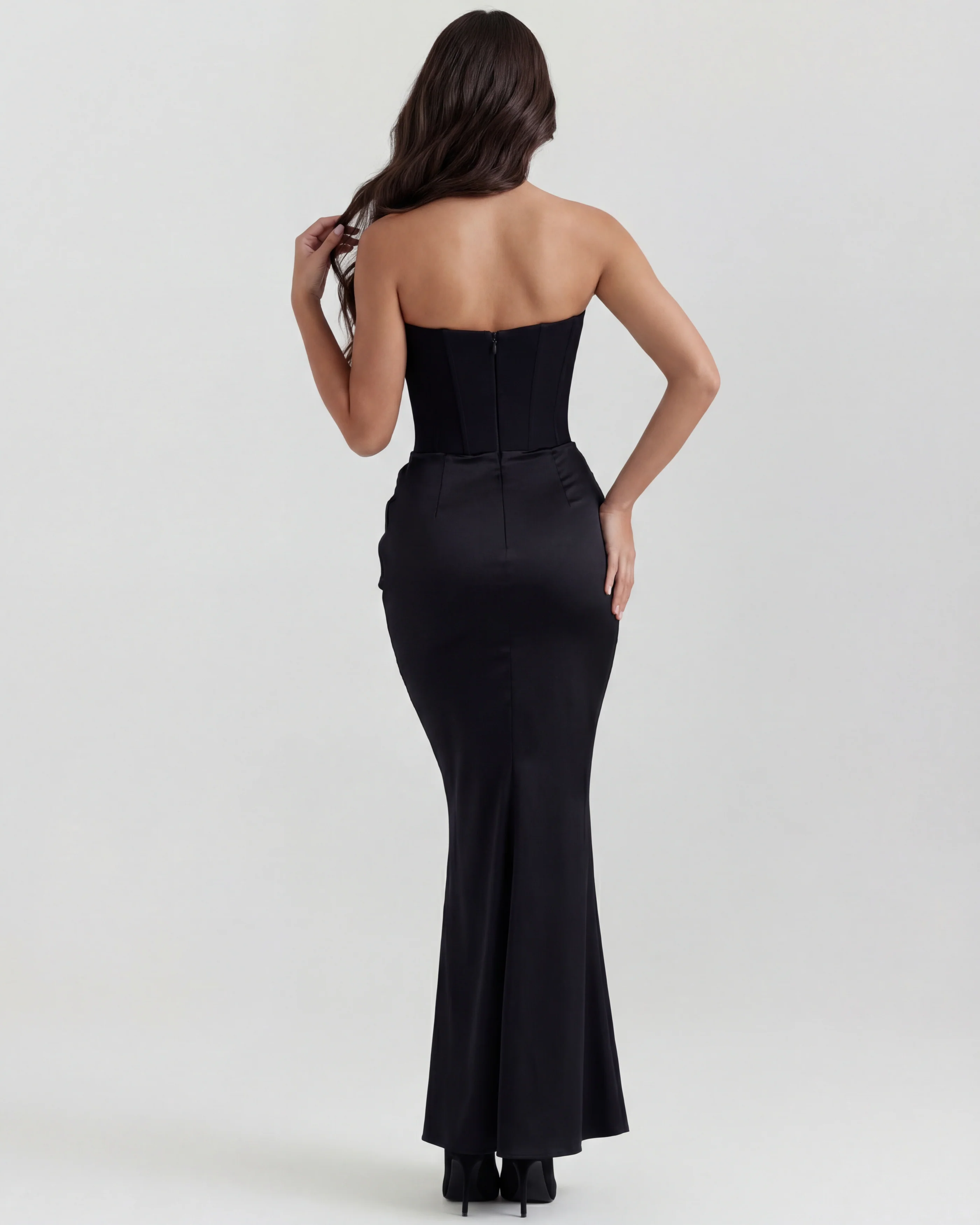 Aurora Strapless Maxi Dress — Black