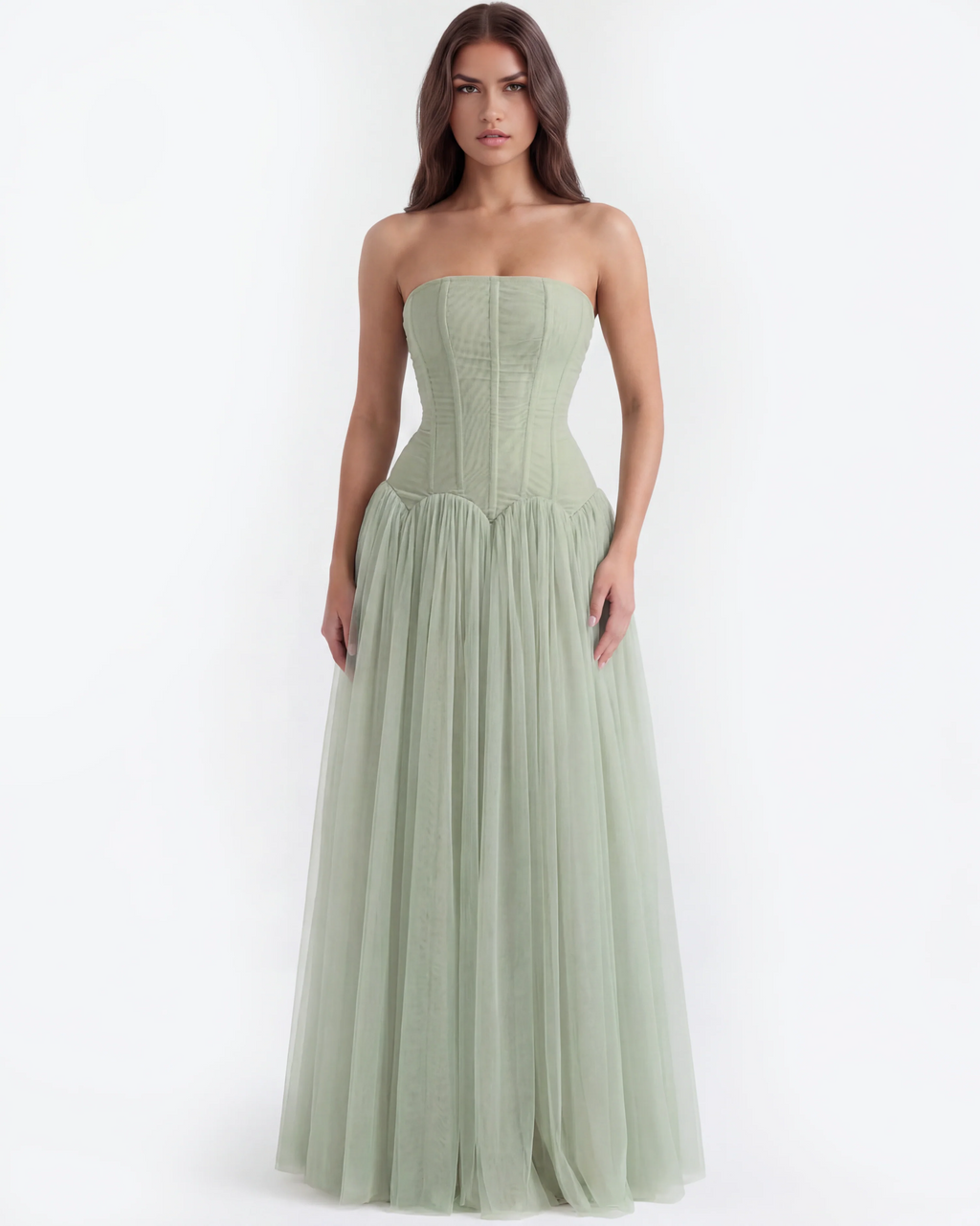 GREEN LONG DRESS