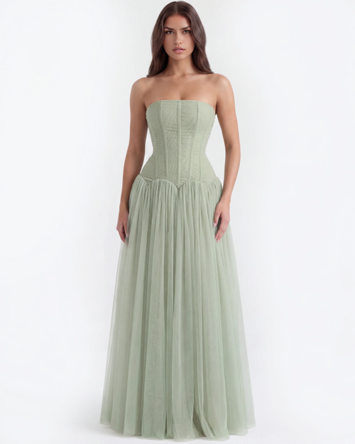 GREEN LONG DRESS