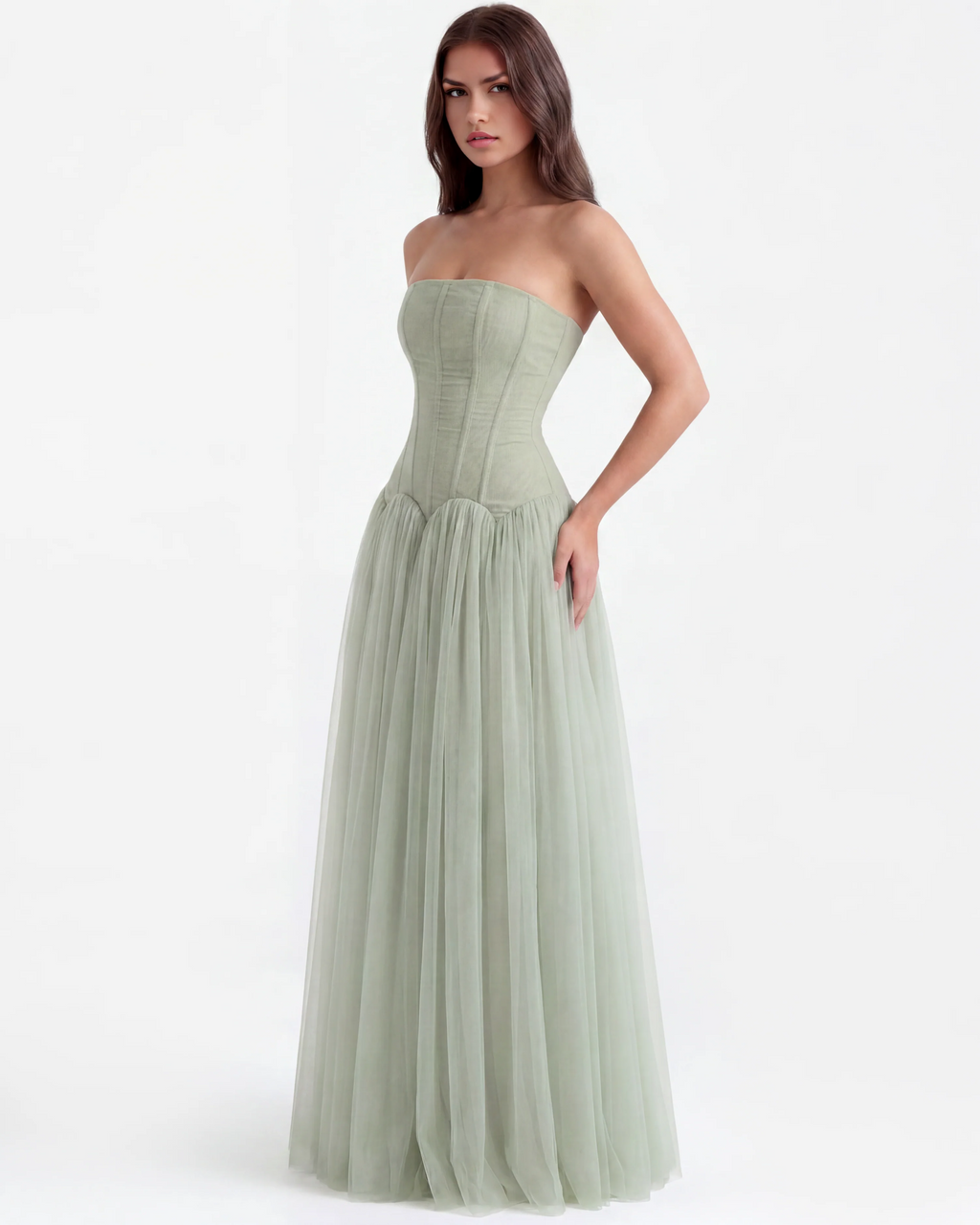 GREEN LONG DRESS