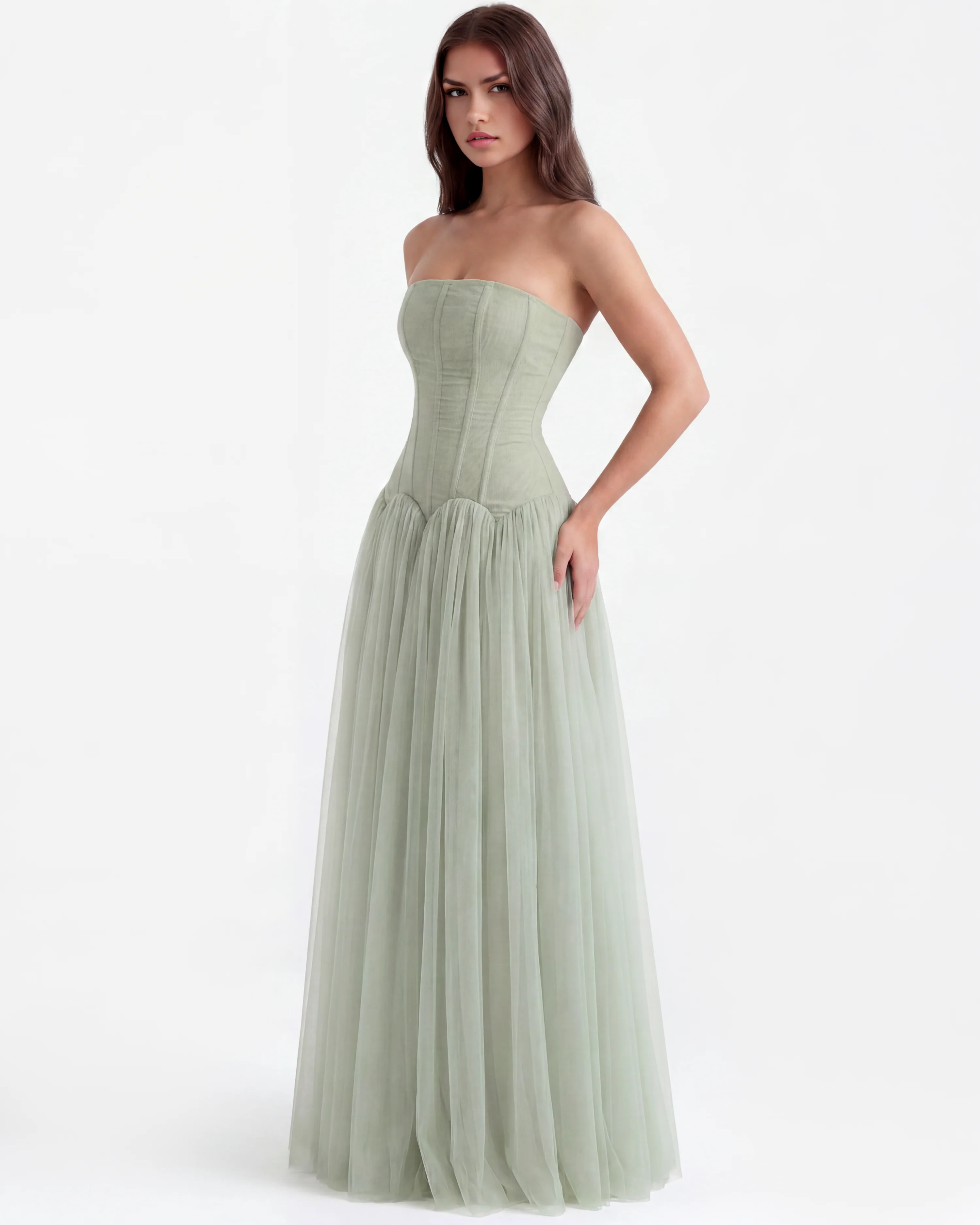 GREEN LONG DRESS