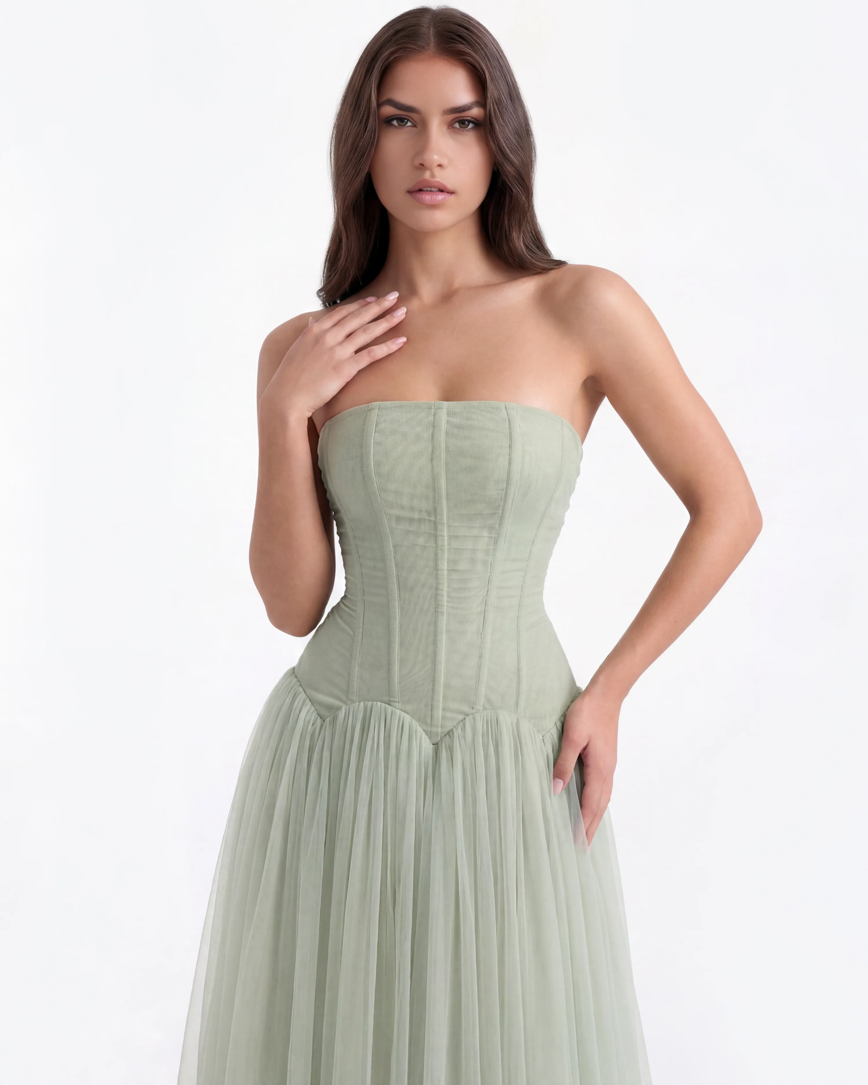 GREEN LONG DRESS