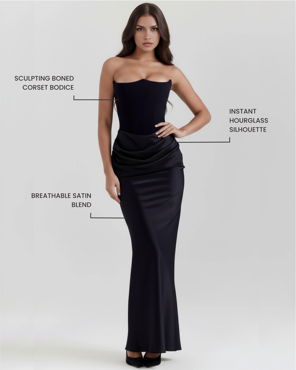 Aurora Strapless Maxi Dress — Black