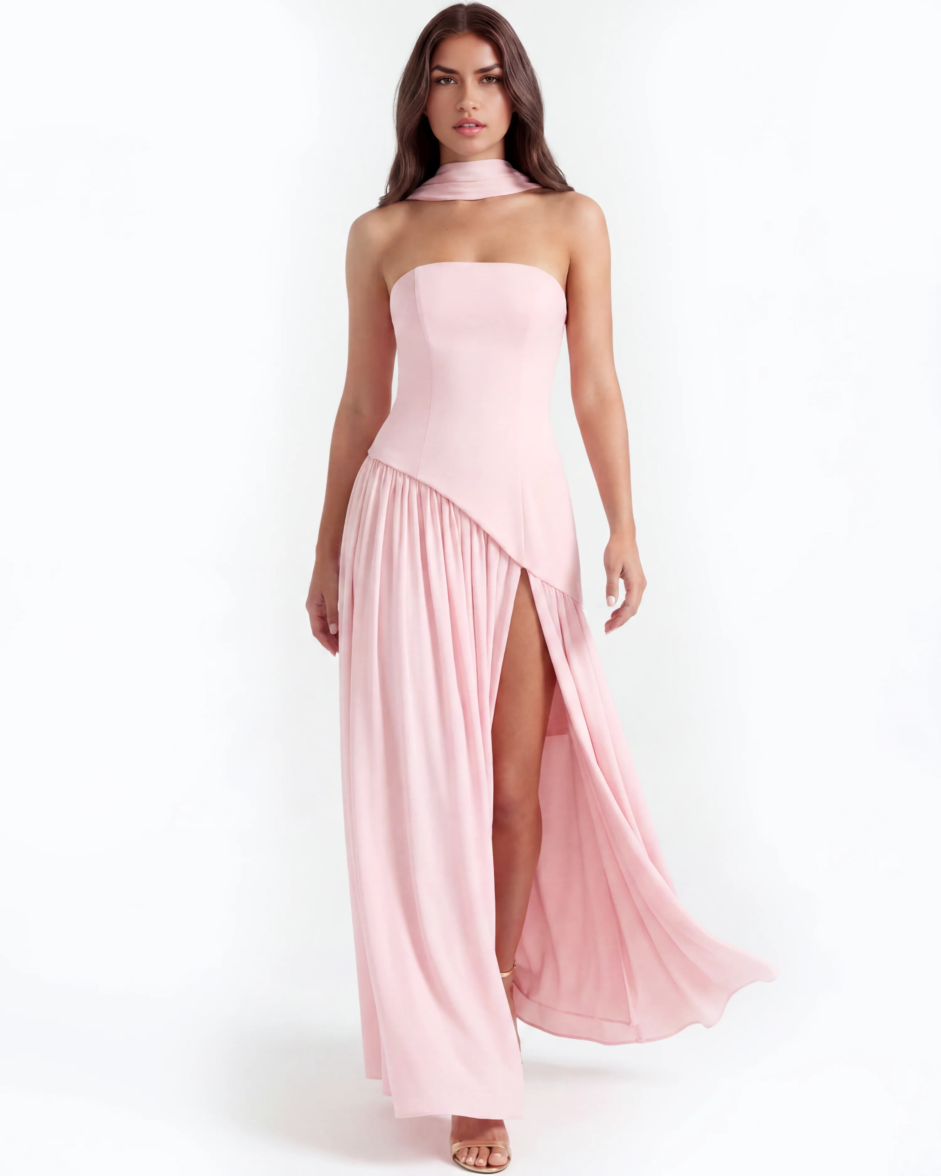 SLUT LONG PINK DRESS