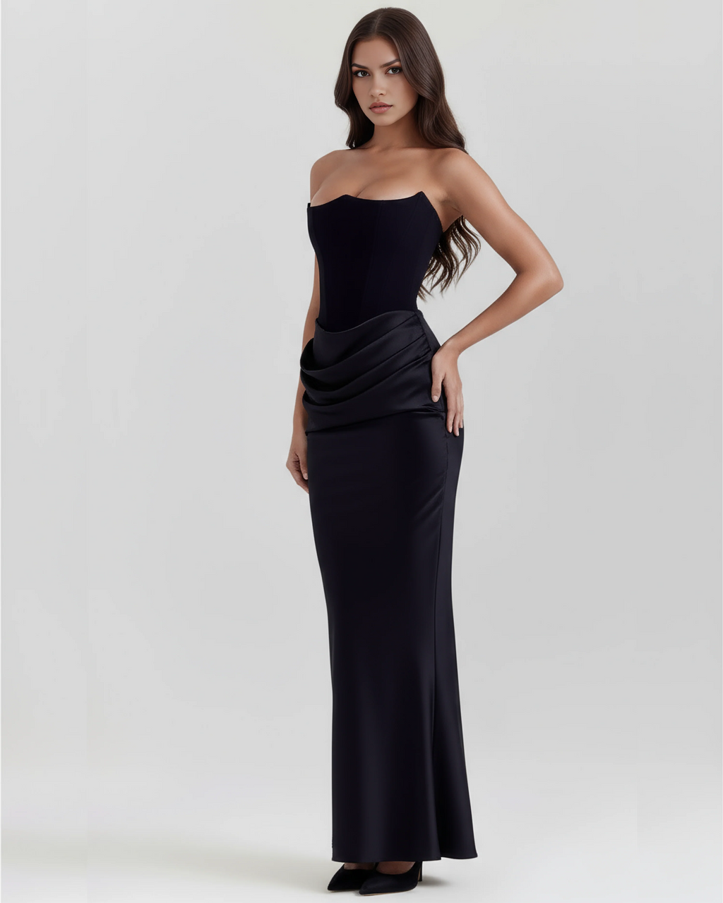 Aurora Strapless Maxi Dress — Black